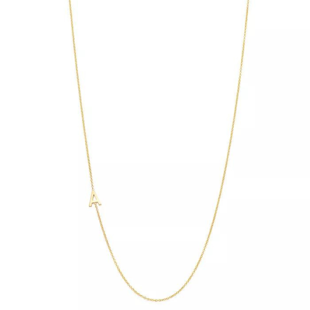 18k Gold Plated Sideway Initial Necklace-Necklace-NEVANNA