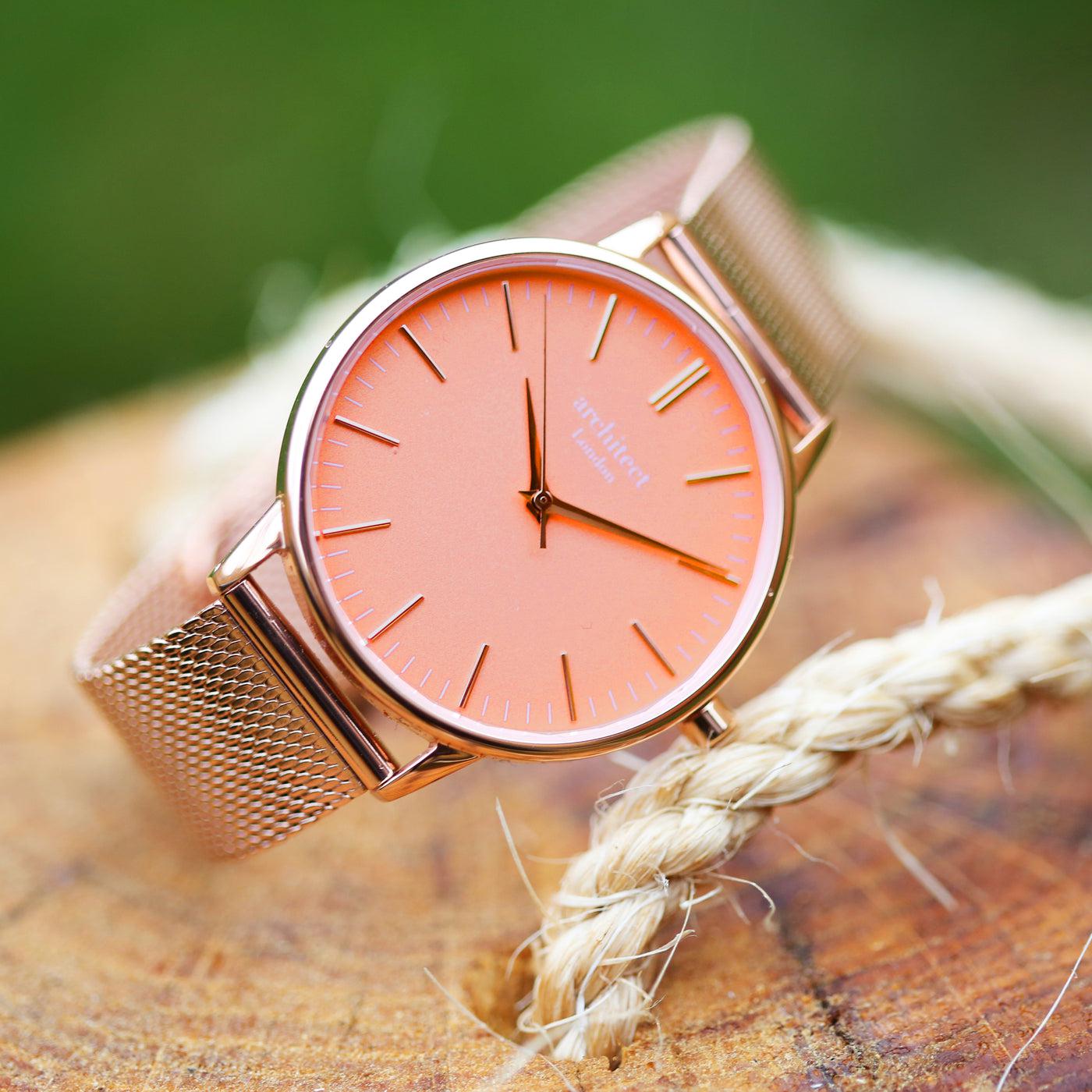 Architēct Coral - Personalised Ladies Watch - Rose Gold-NEVANNA