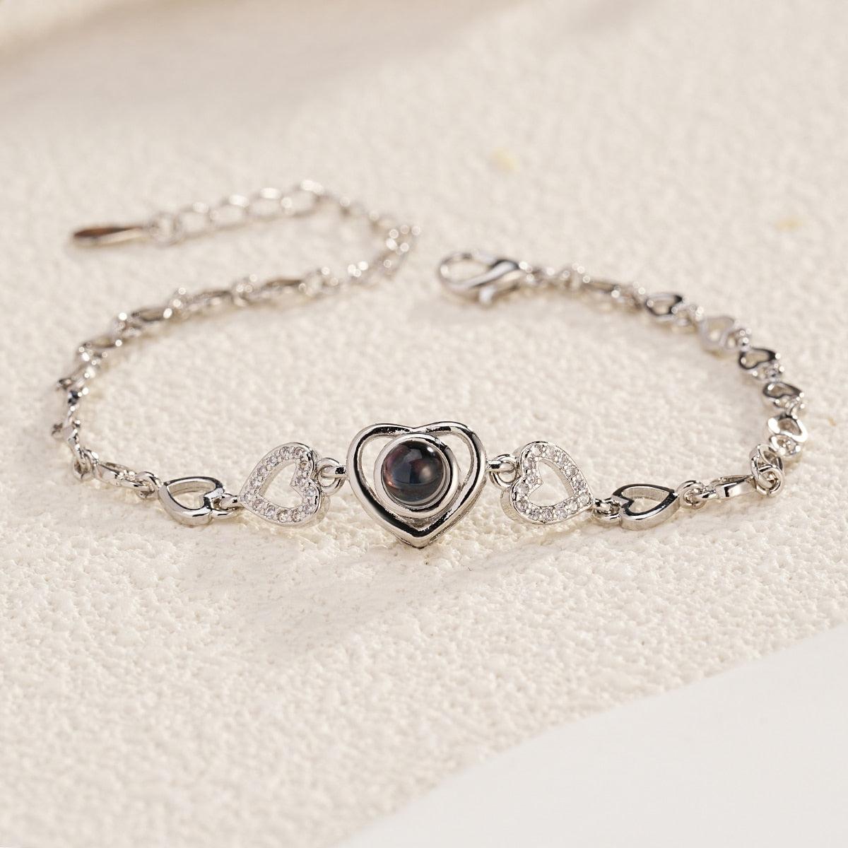 Crystal Heart Projection Bracelet-Bracelets-NEVANNA