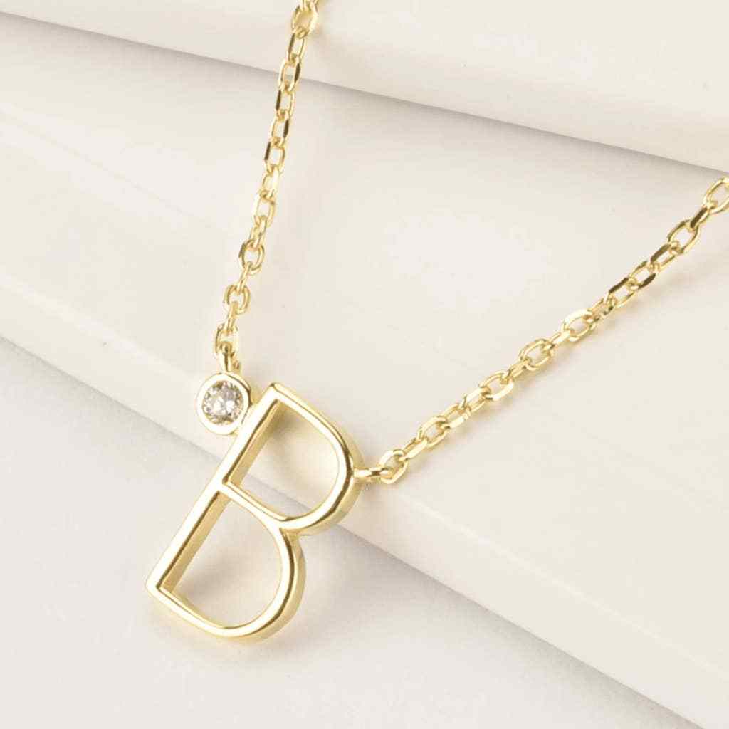 Letter Necklace with Zirconia-Necklace-NEVANNA