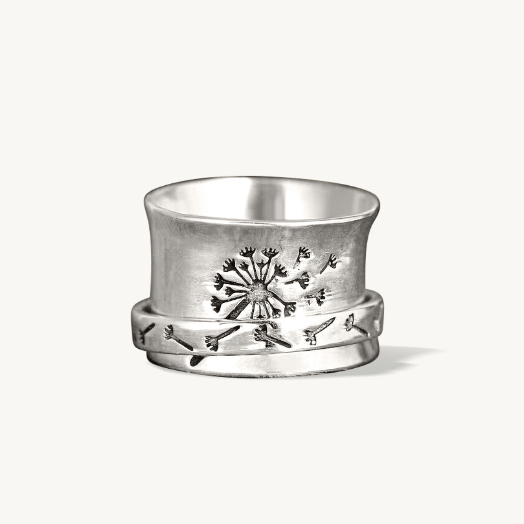 Lena Dandelion Flower Spinner Ring-Rings-NEVANNA