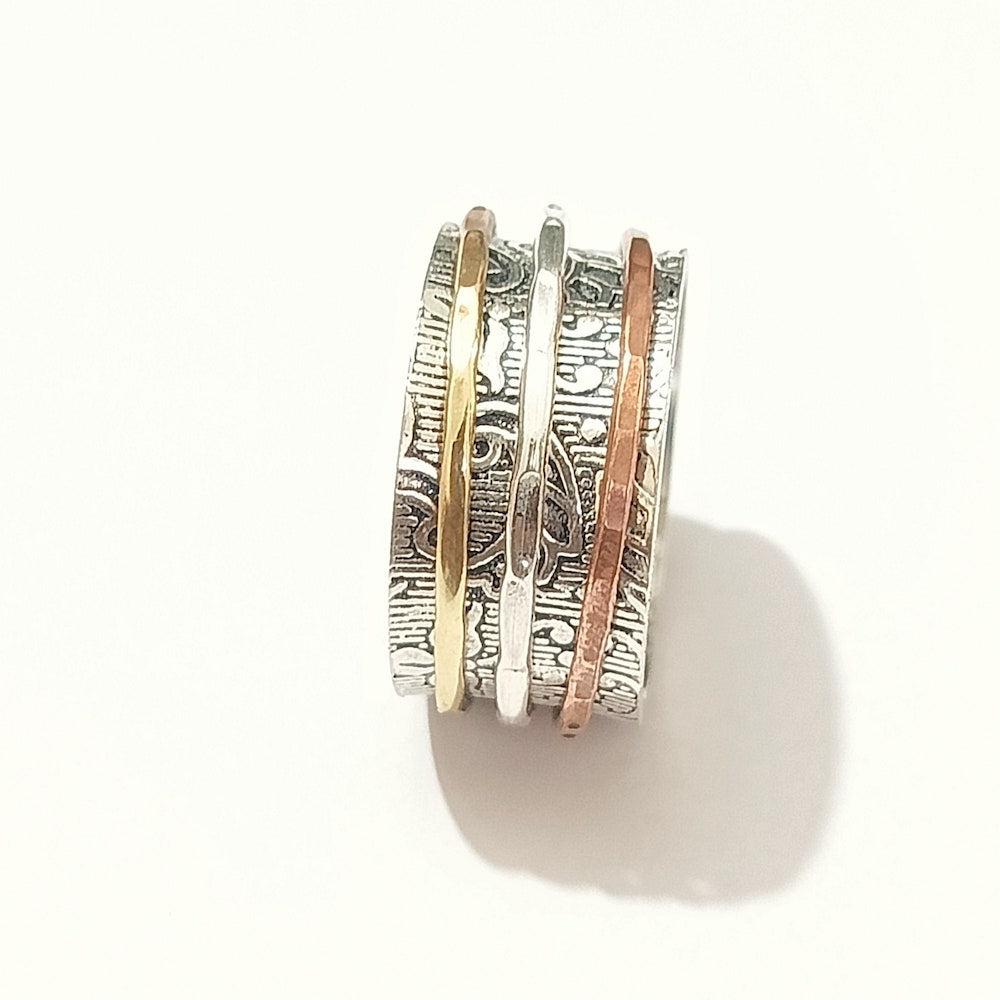 Silver and Brass Spinning Ring-Rings-NEVANNA