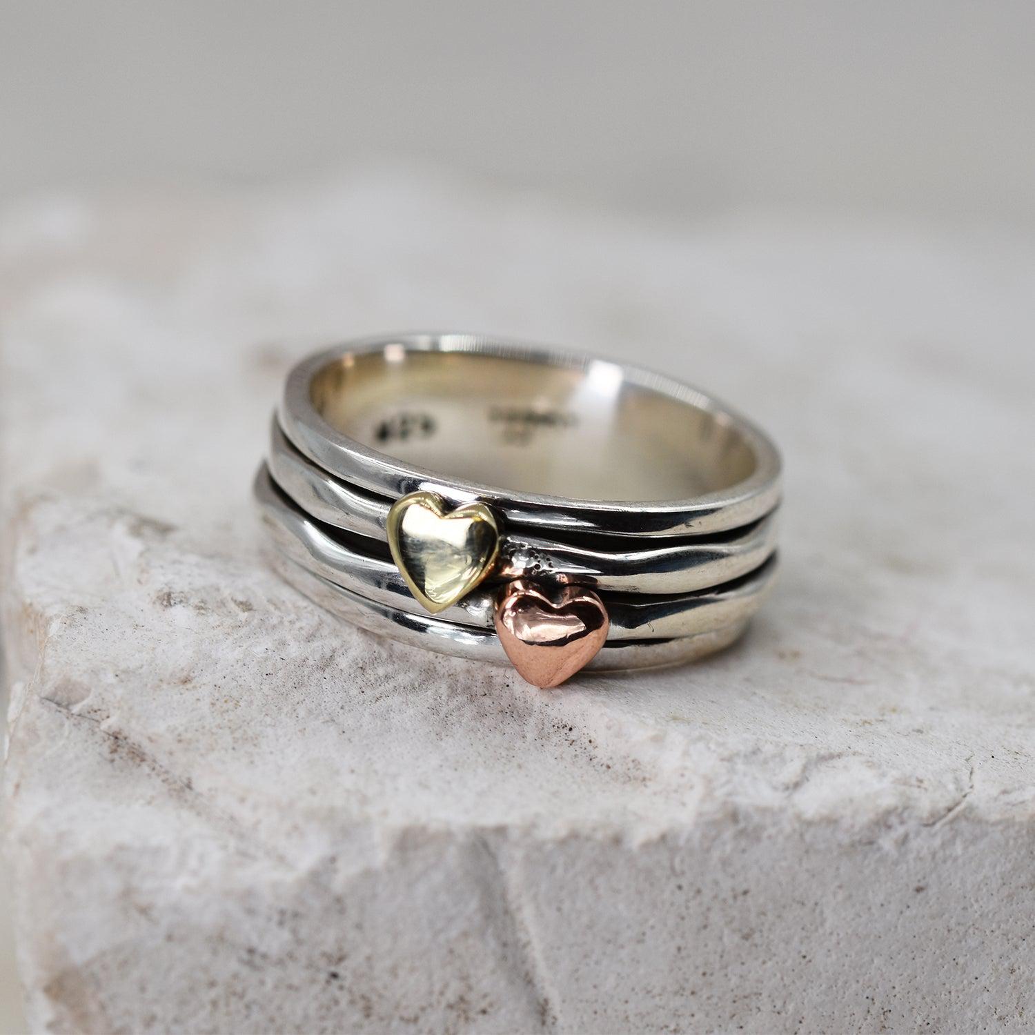 Twin Heart Anxiety Ring-Rings-NEVANNA