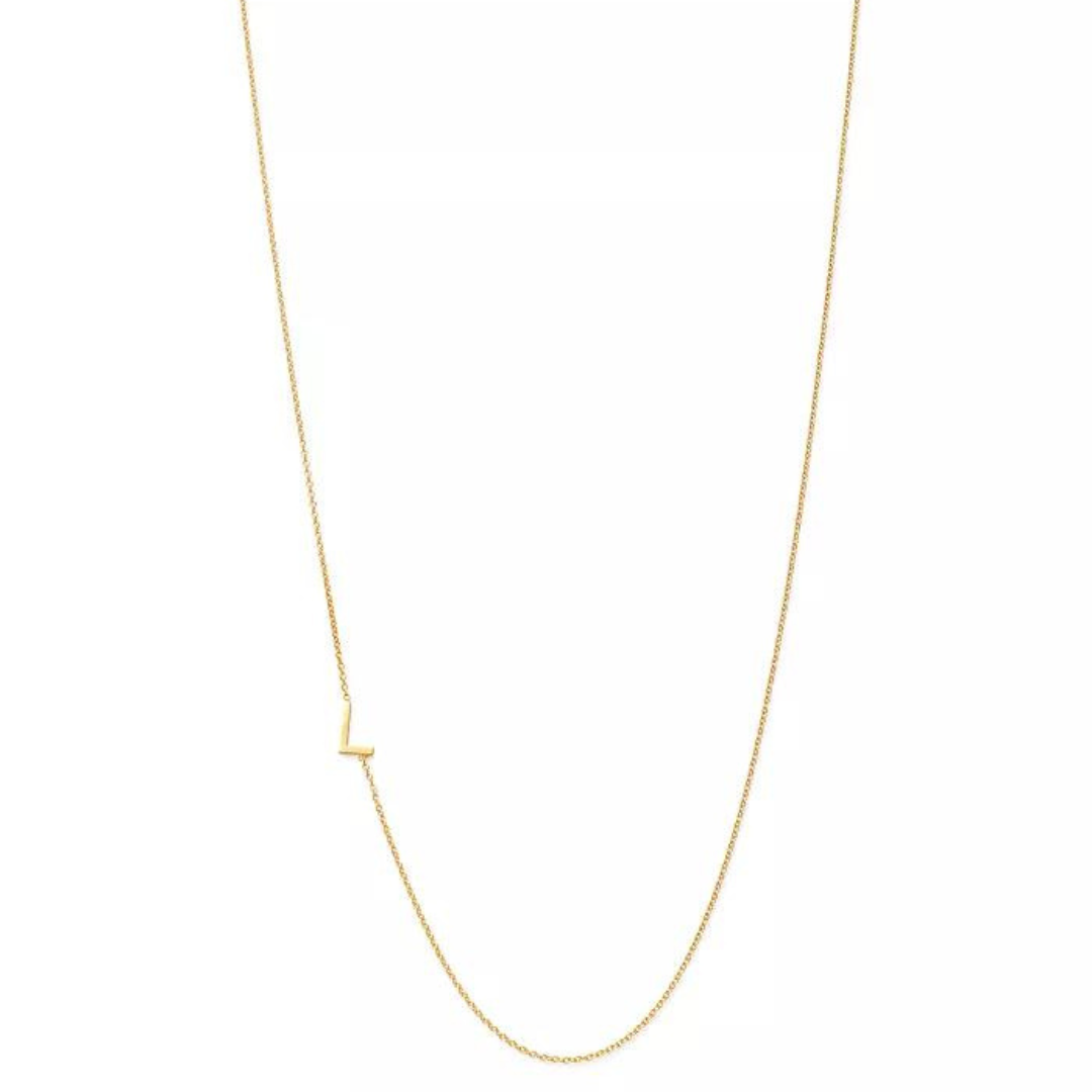 18k Gold Plated Sideway Initial Necklace-Necklace-NEVANNA