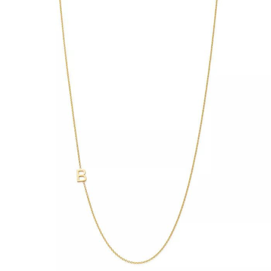 18k Gold Plated Sideway Initial Necklace-Necklace-NEVANNA