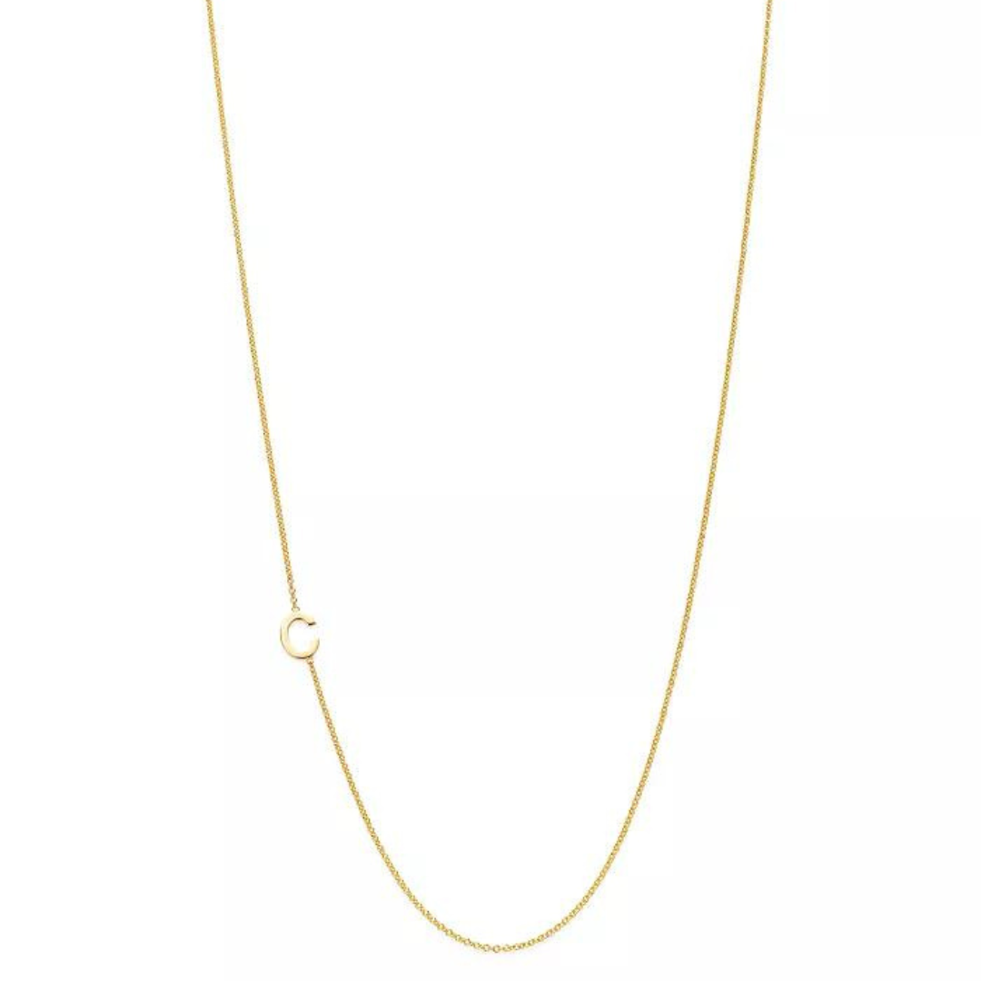 18k Gold Plated Sideway Initial Necklace-Necklace-NEVANNA