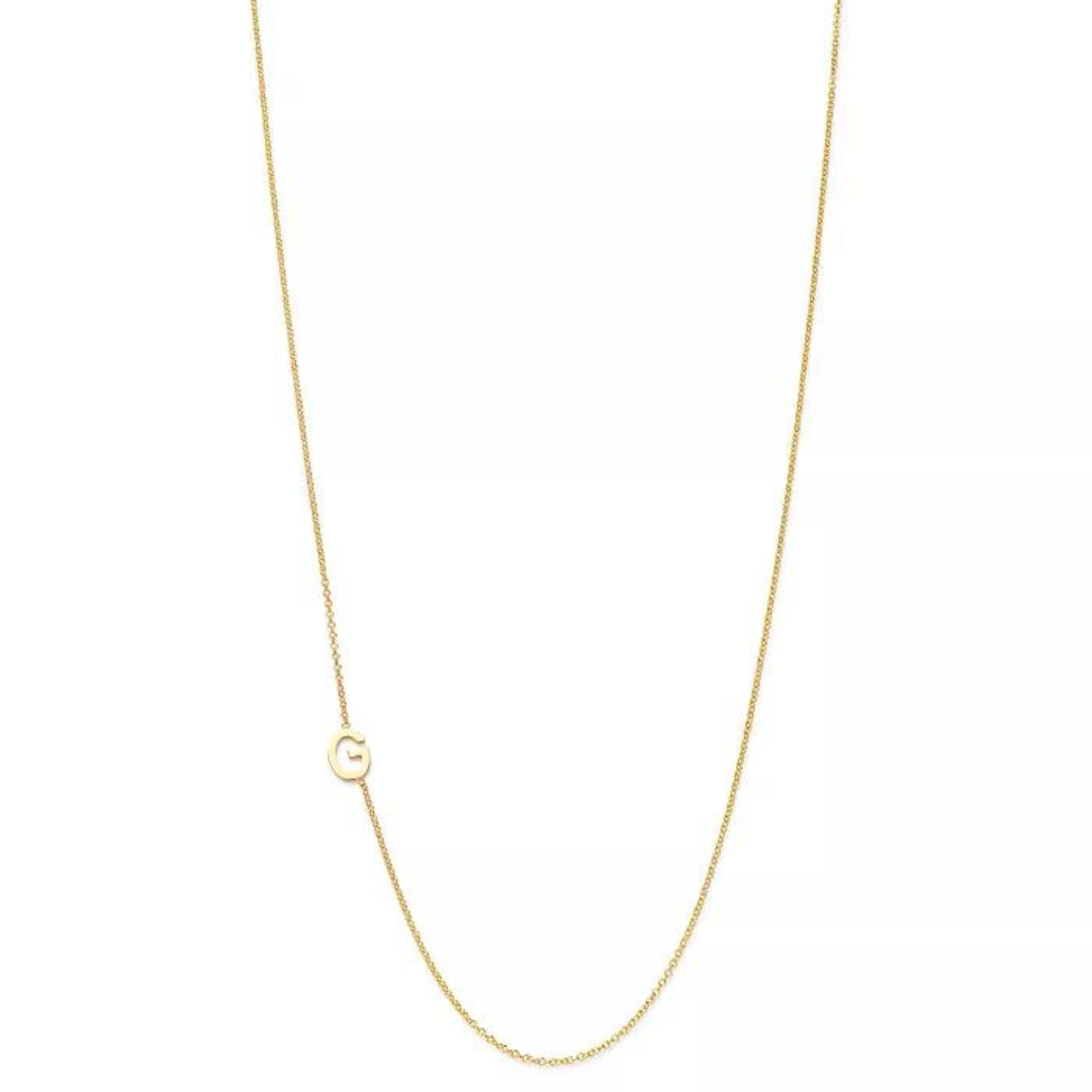 18k Gold Plated Sideway Initial Necklace-Necklace-NEVANNA