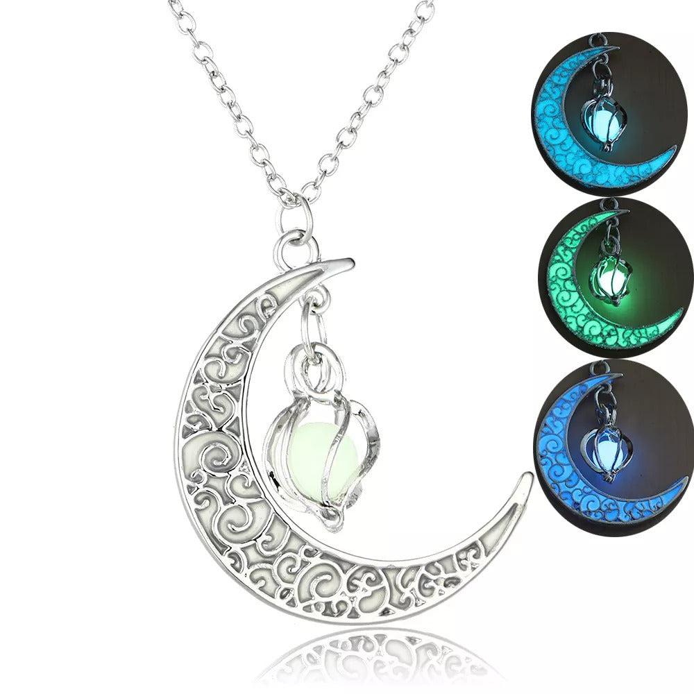 Illuminating Crescent Moon Pendant Necklace-Necklaces-NEVANNA