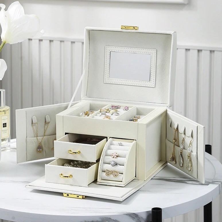 Jewelry Box Organizer With Compartments and Mirror-Jewelry Holders-NEVANNA