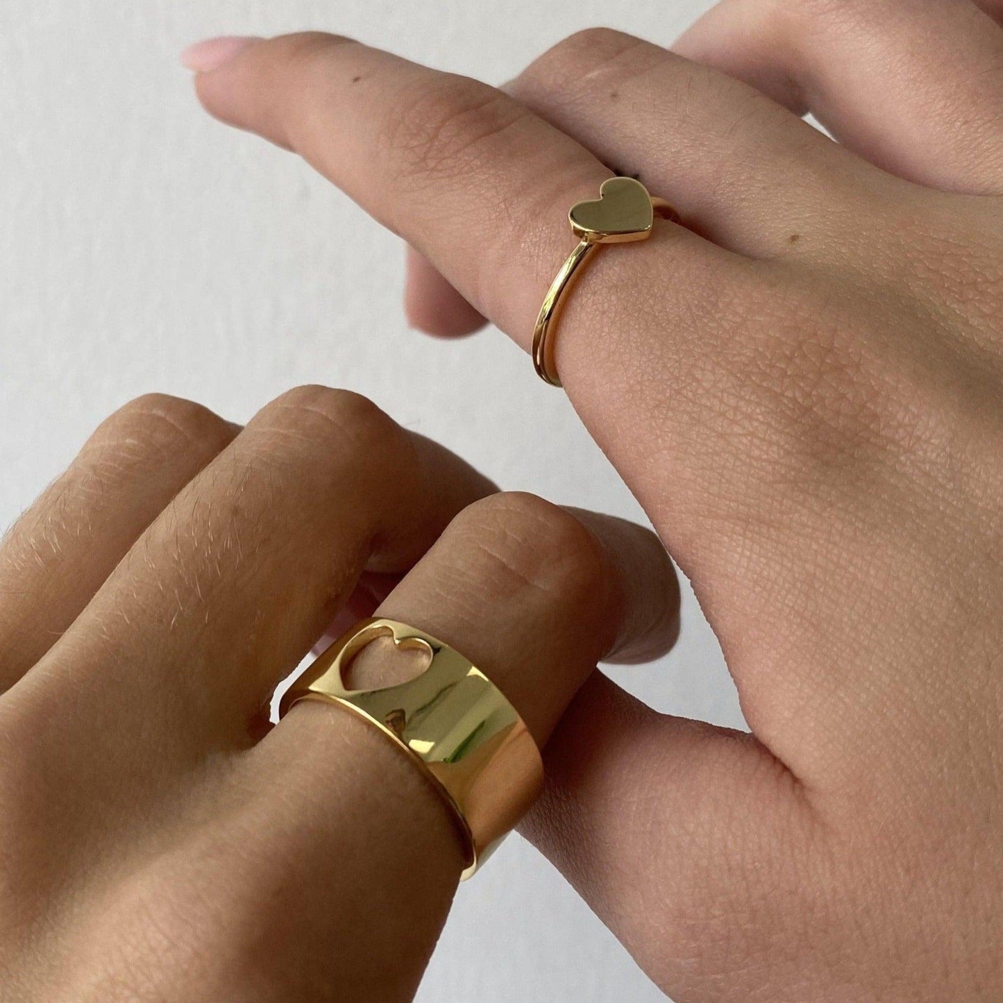 Adjustable Heart Ring Set-Rings-NEVANNA