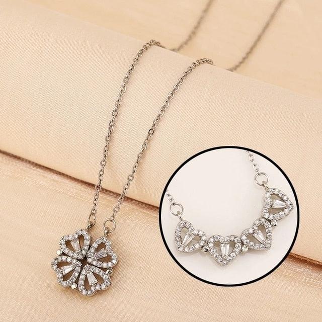 Four Leaf Clover Heart Magnetic Pendant Necklace-NEVANNA