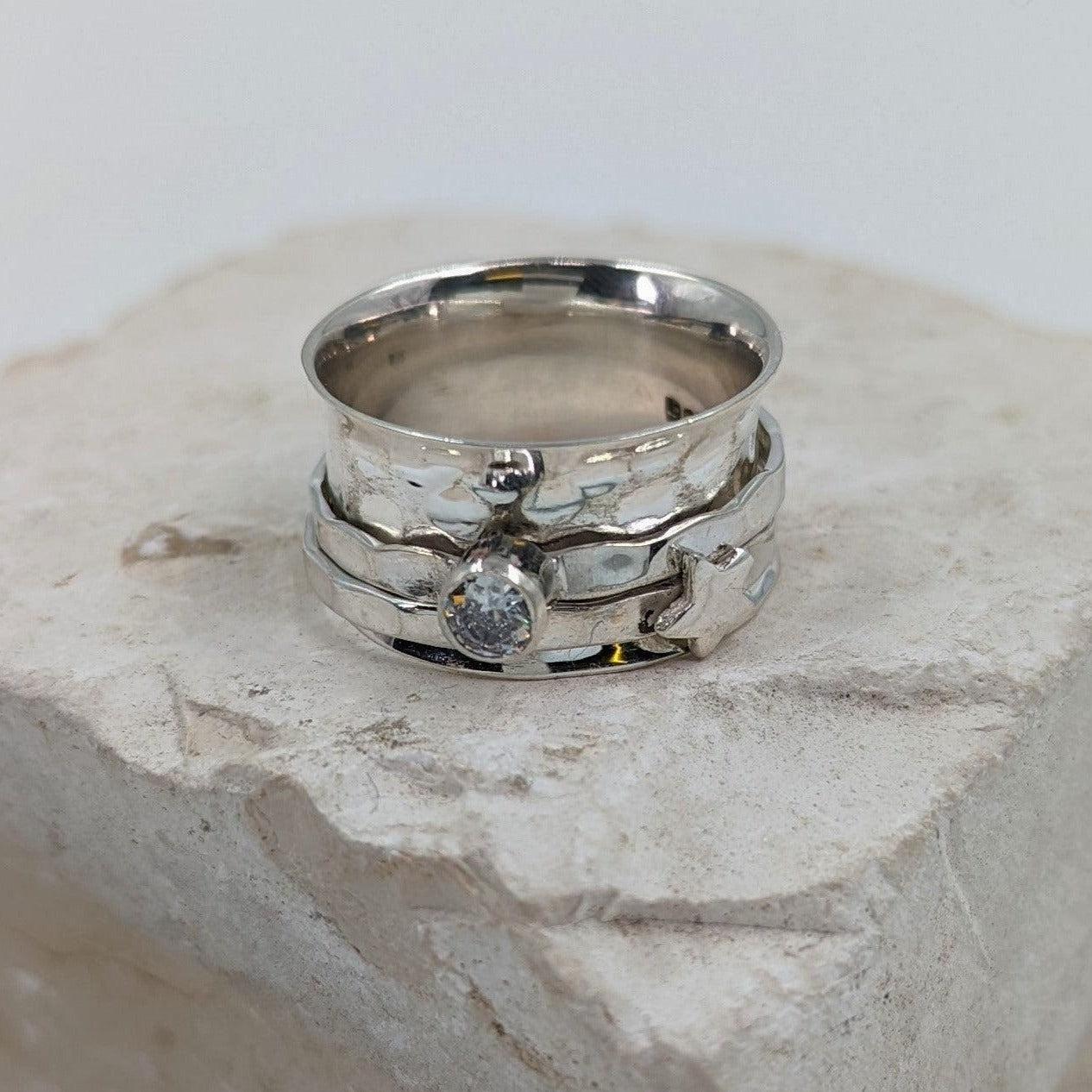 Little Star and Gem Spinning Ring-Rings-NEVANNA