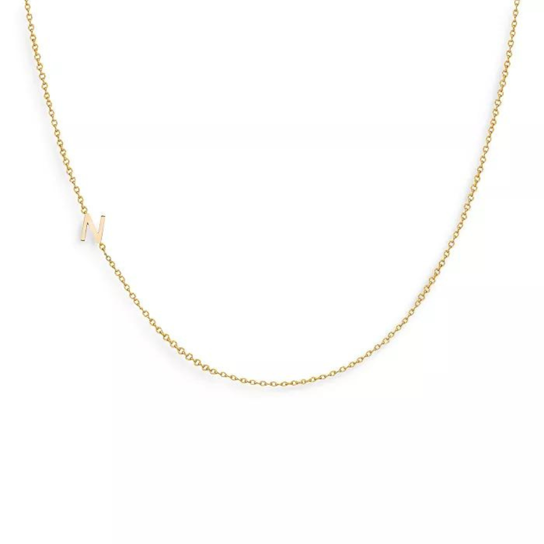18k Gold Plated Sideway Initial Necklace-Necklace-NEVANNA
