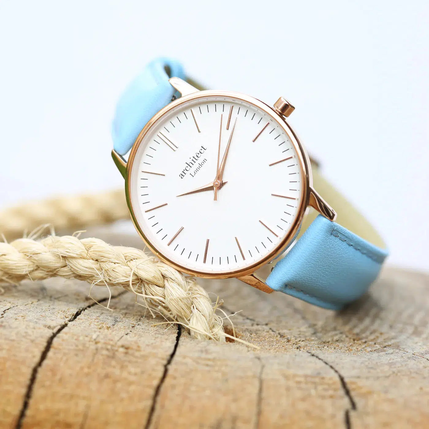 Ladies Architēct Blanc - Personalised Ladies' Watch - Light Blue-NEVANNA