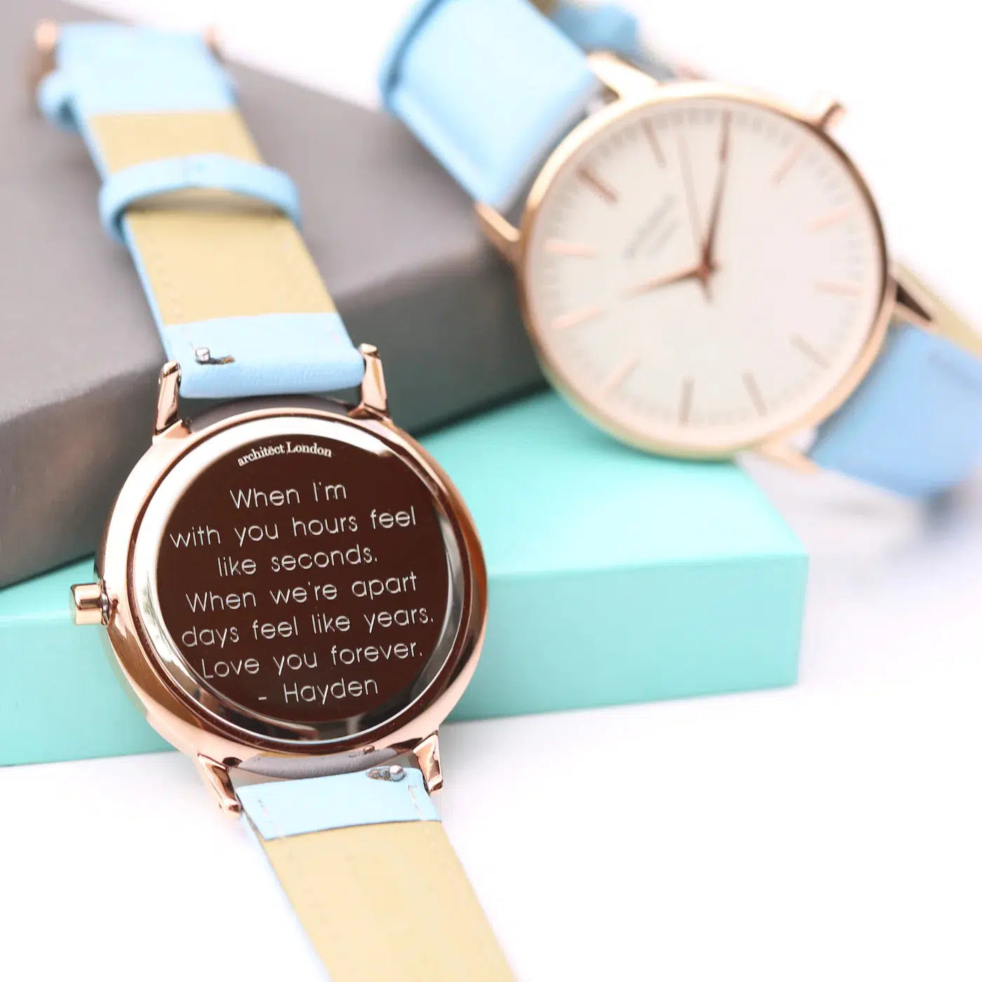 Ladies Architēct Blanc - Personalised Ladies' Watch - Light Blue-NEVANNA