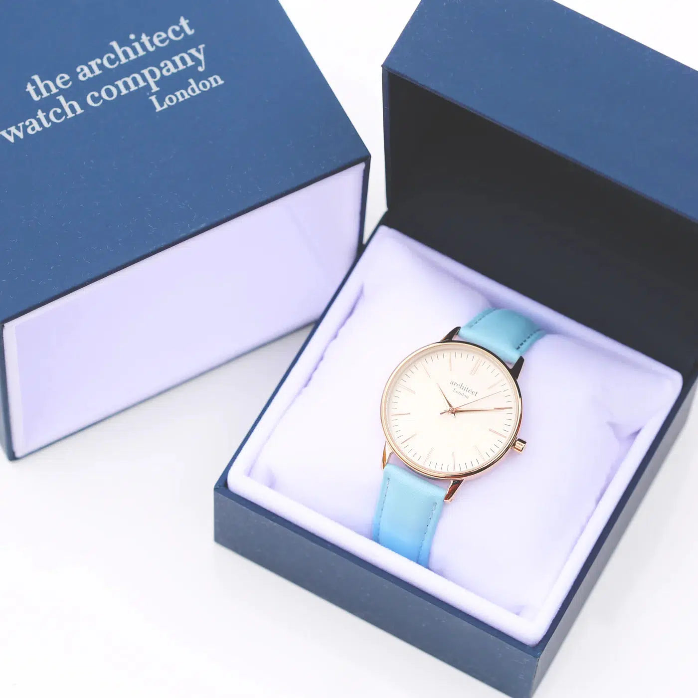 Ladies Architēct Blanc - Personalised Ladies' Watch - Light Blue-NEVANNA