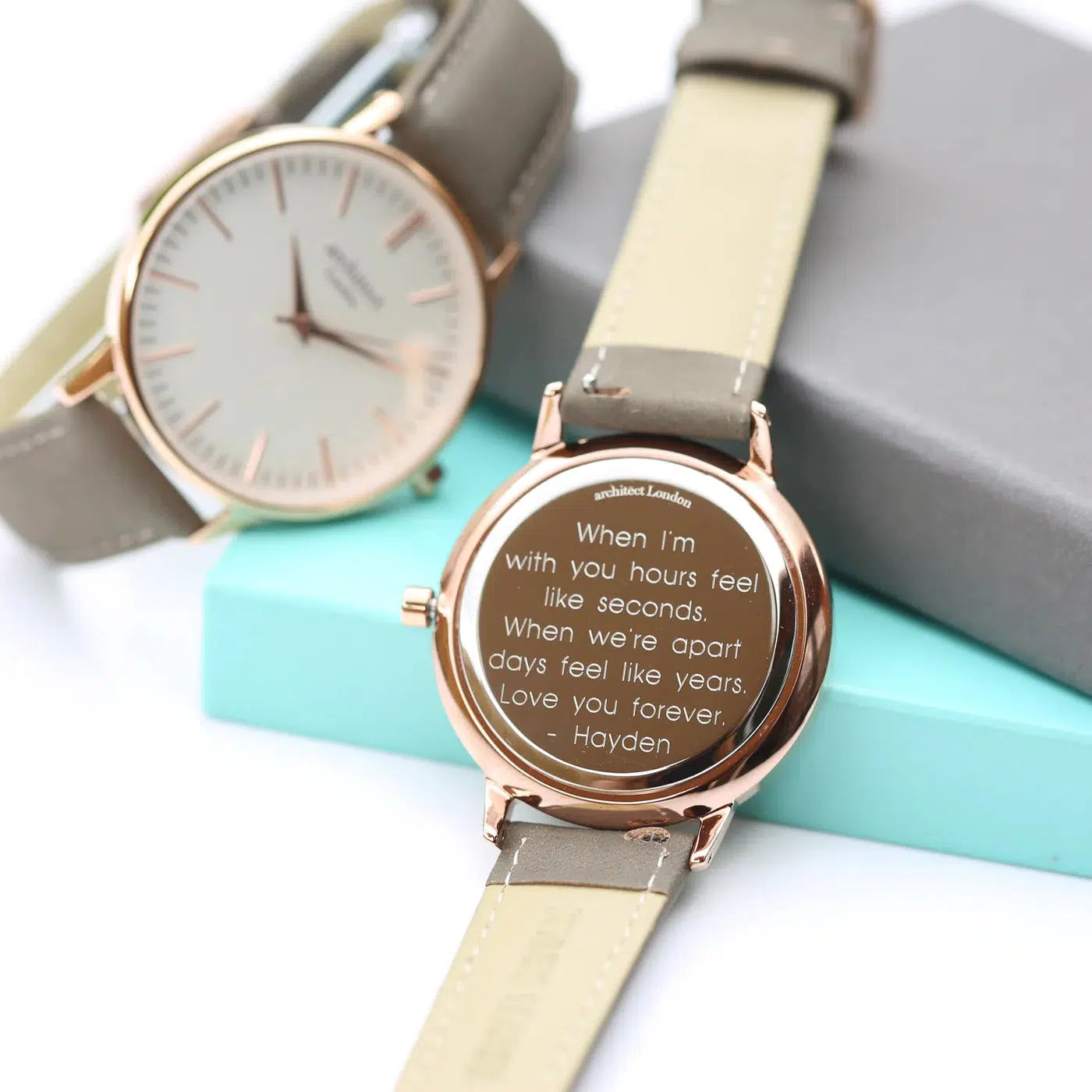 Ladies Architēct Blanc - Personalised Ladies' Watch With Light Grey Strap-NEVANNA