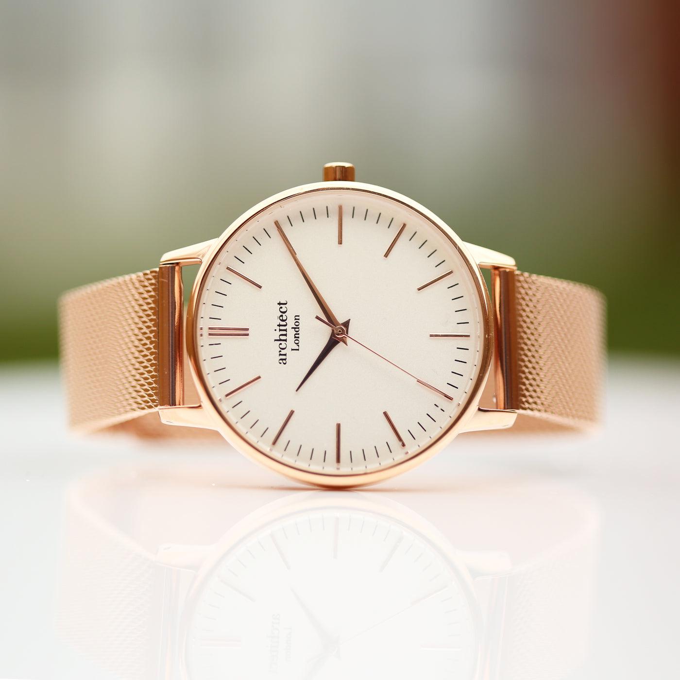 Architēct Blanc - Personalised Ladies Watch - Rose Gold-NEVANNA