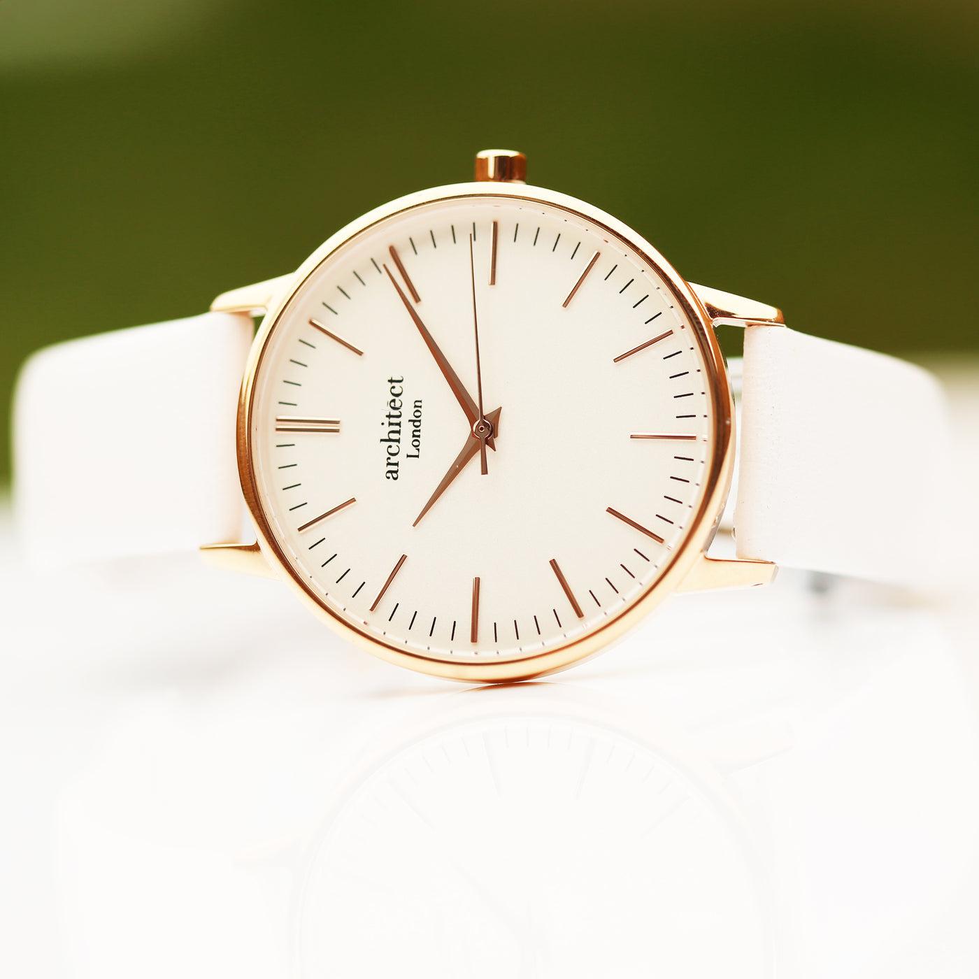 Architēct Blanc - Personalised Ladies Watch - White Strap-NEVANNA