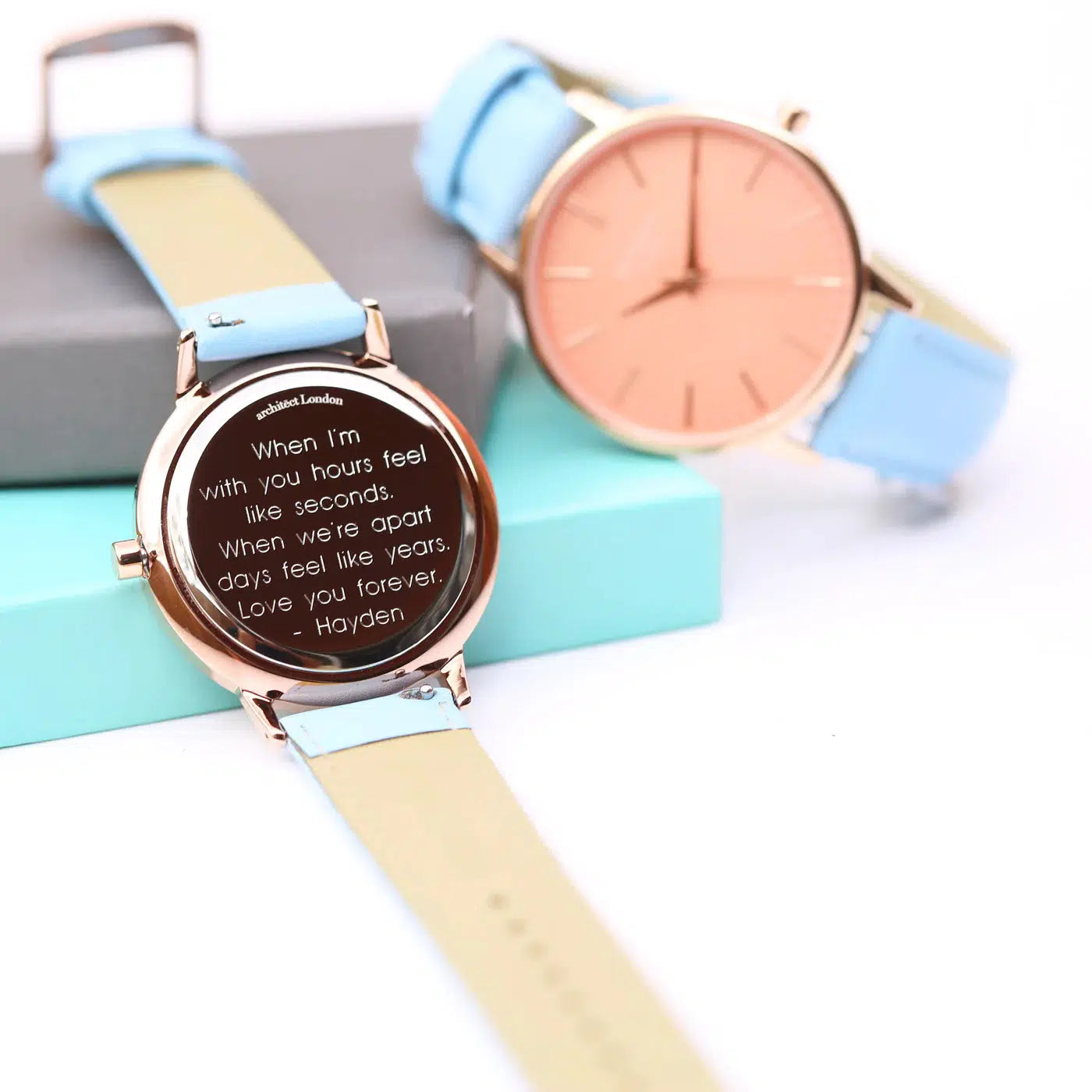 Ladies Architēct Coral Personalised Ladies Watch - Light Blue-NEVANNA