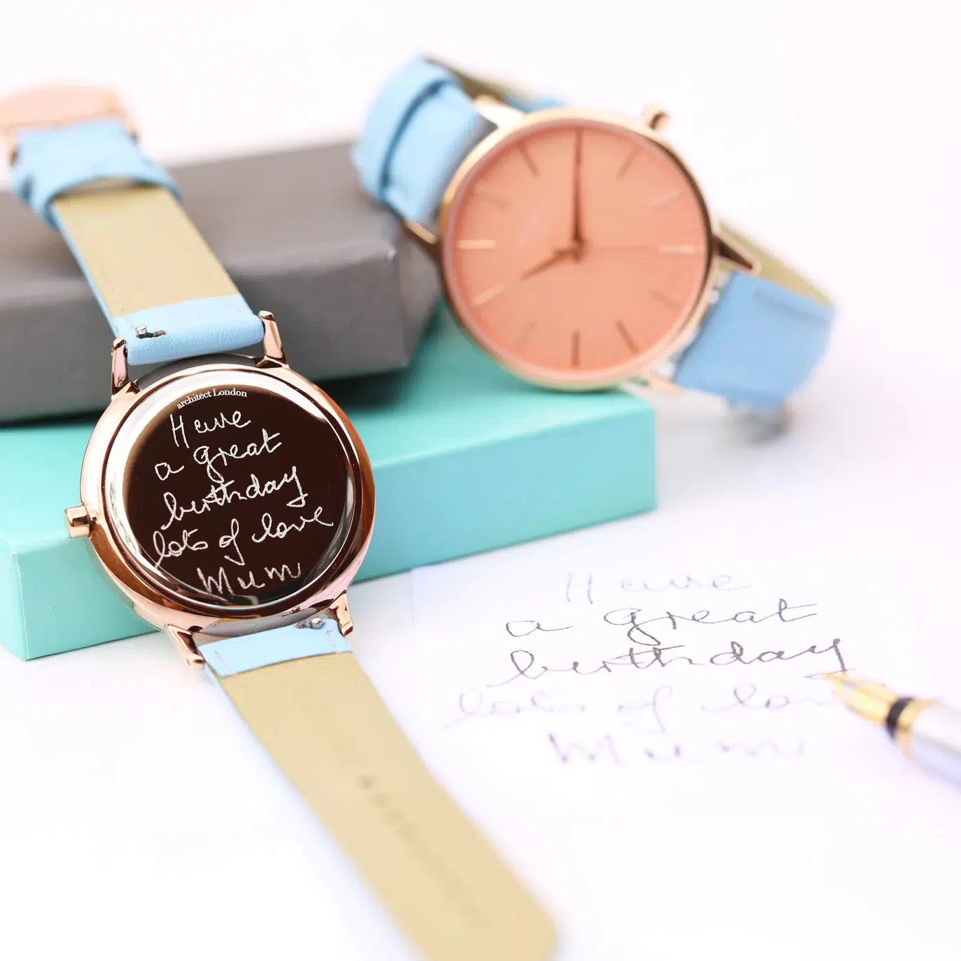 Ladies Architēct Coral Personalised Ladies Watch - Light Blue-NEVANNA