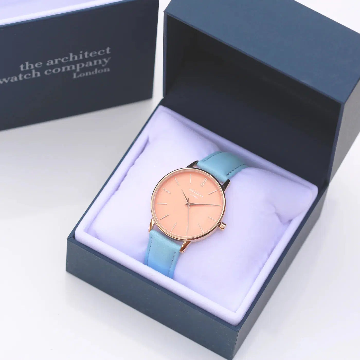 Ladies Architēct Coral Personalised Ladies Watch - Light Blue-NEVANNA