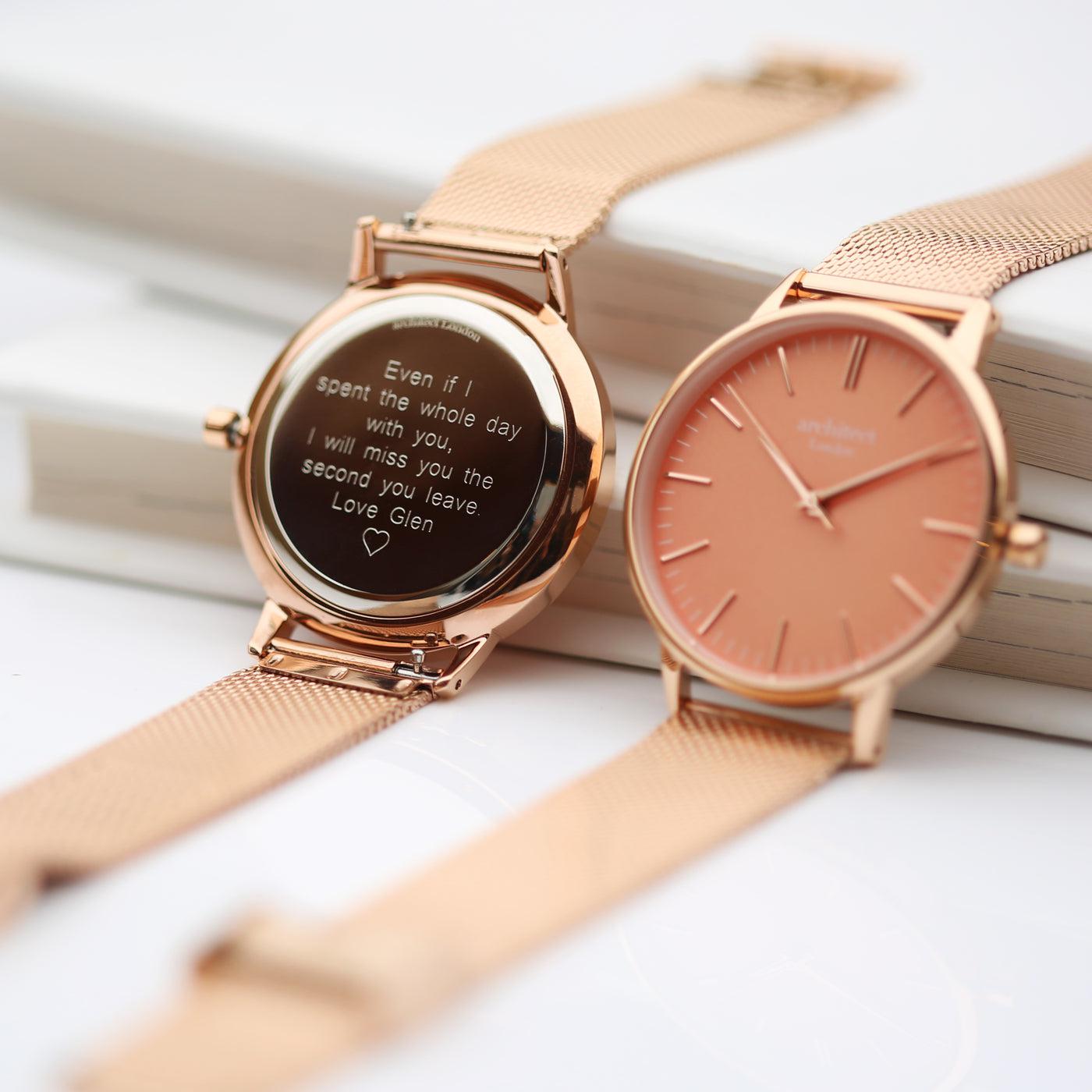 Architēct Coral - Personalised Ladies Watch - Rose Gold-NEVANNA