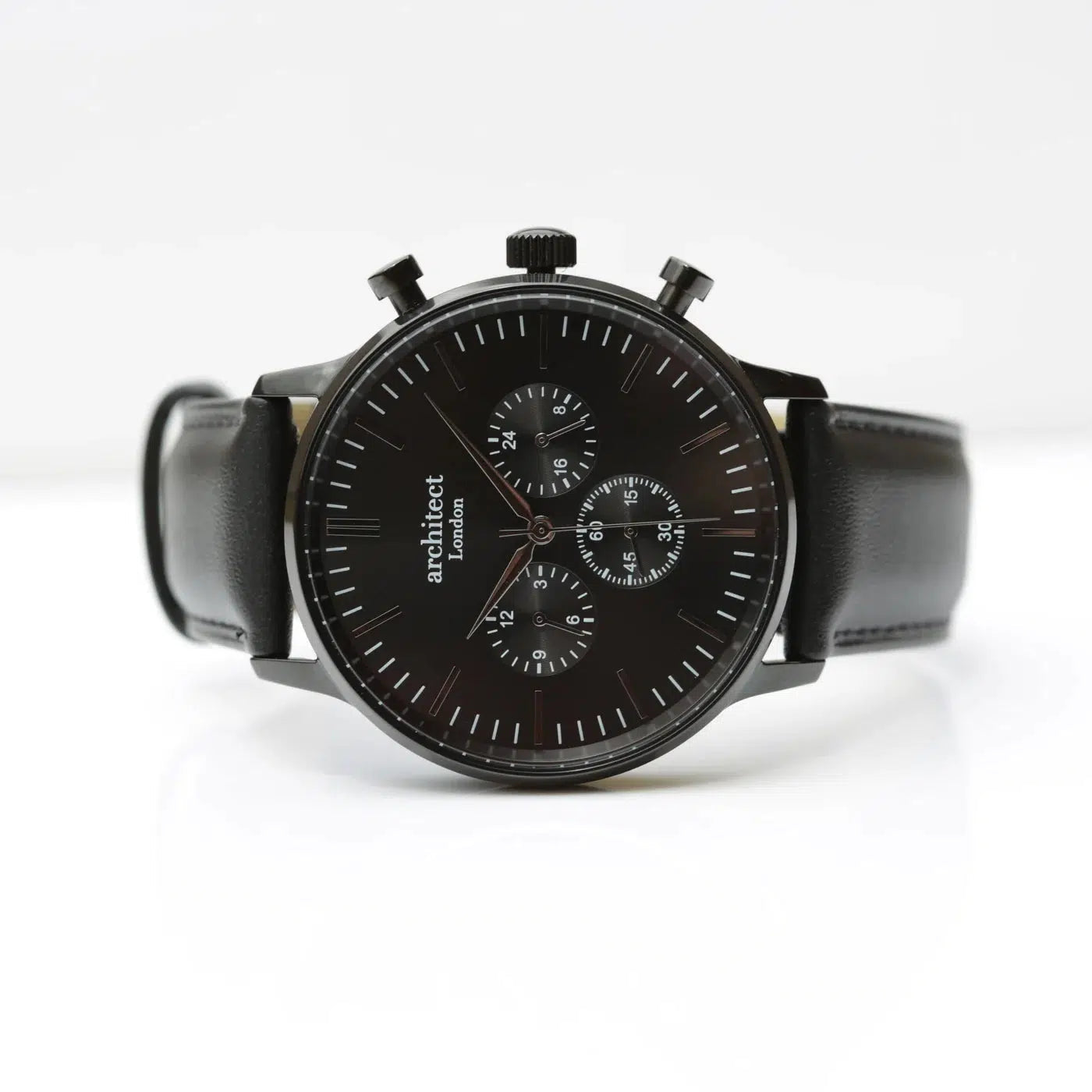 Architect Motivator - Men's Personalised watch with Black Leather Strap-NEVANNA