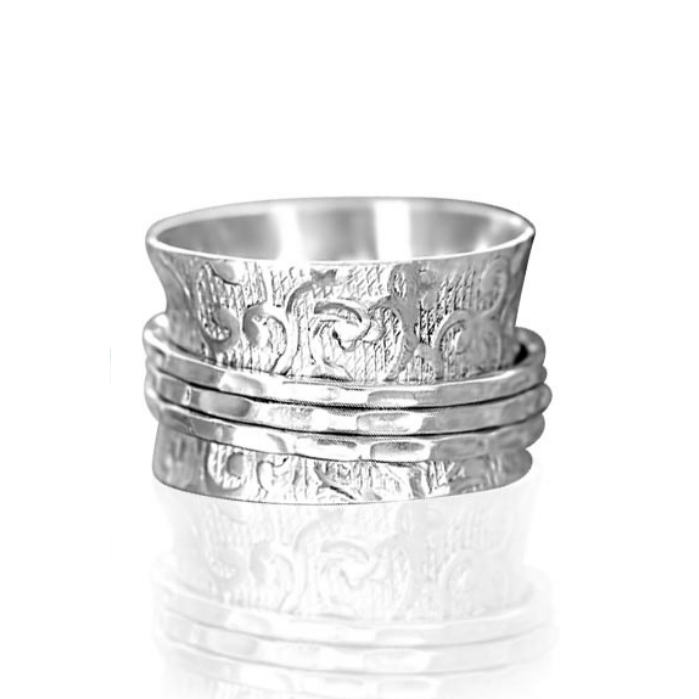 Boho Silver Worry Ring-Rings-NEVANNA