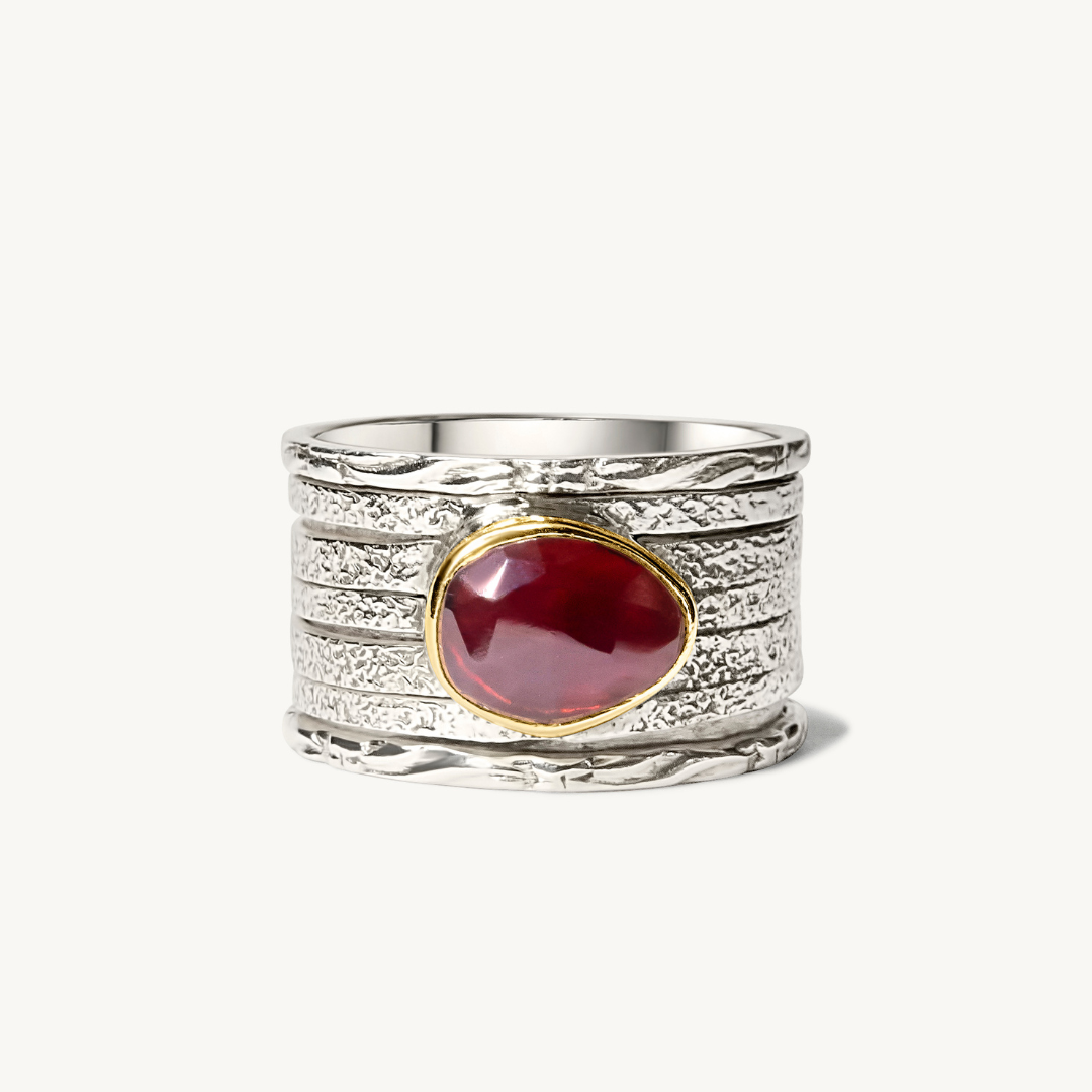 Esme - Garnet and Sterling Silver Spinning Ring-Rings-NEVANNA