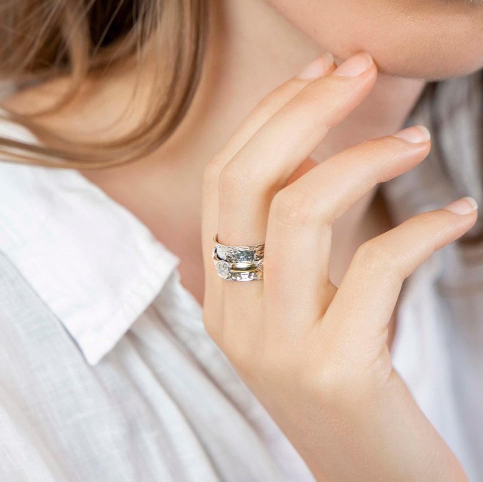 Gaia Leafy Spinner Ring-Rings-NEVANNA