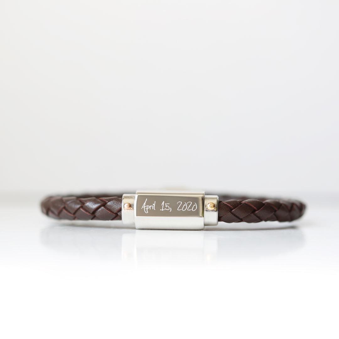 Handwriting Engraved Twisted Leather Bracelet-NEVANNA