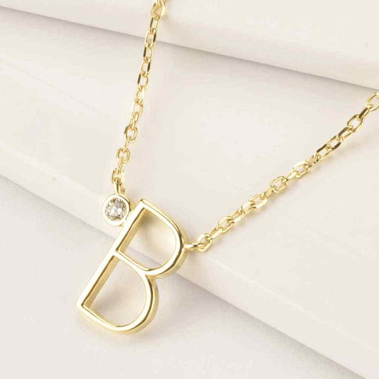 Letter Necklace with Zirconia-Necklace-NEVANNA