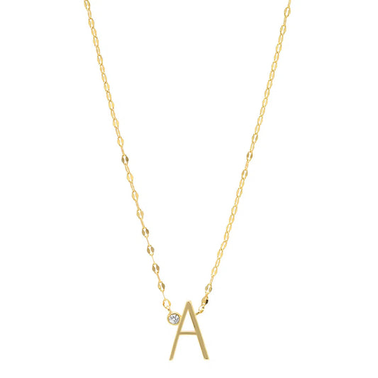 Letter Necklace with Zirconia-Necklace-NEVANNA