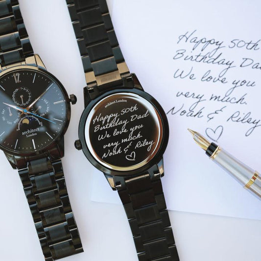 Men's Architect Apollo Black - Handwriting Engraving Watch-Watches-NEVANNA