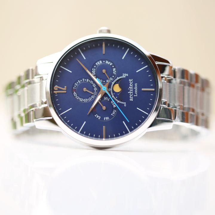 Men's Architect Apollo Blue - Handwriting Engraving Watch-NEVANNA