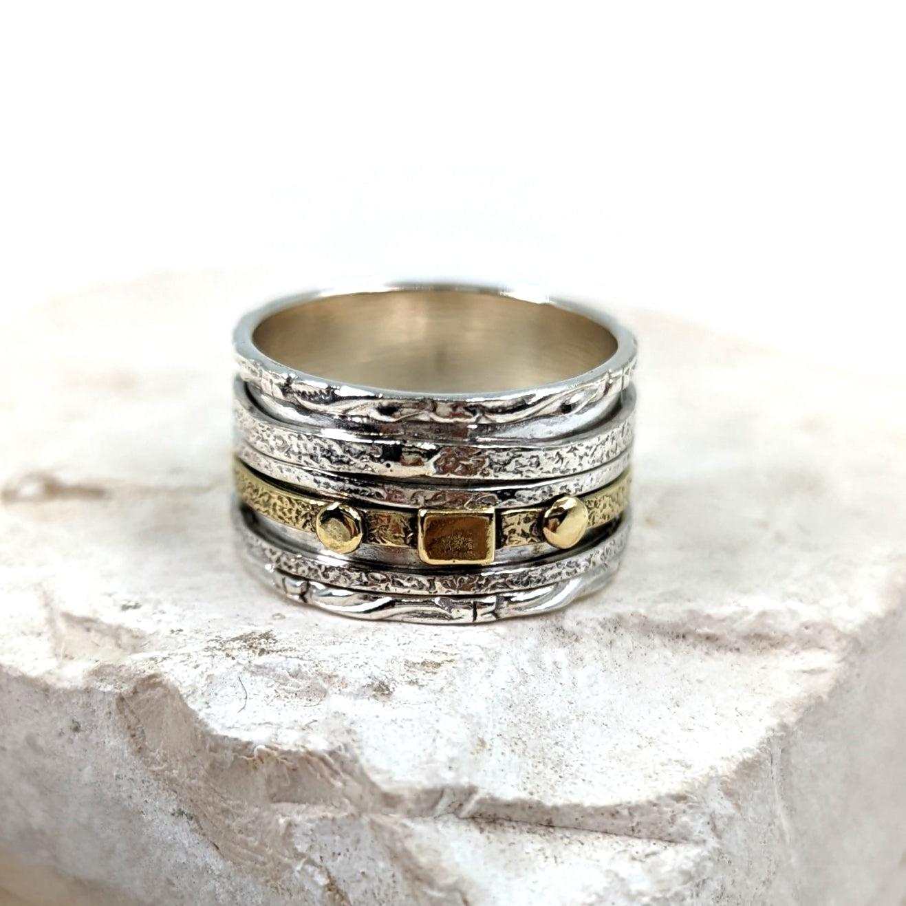 Minimalist Brass-Center Spinner Ring-Rings-NEVANNA