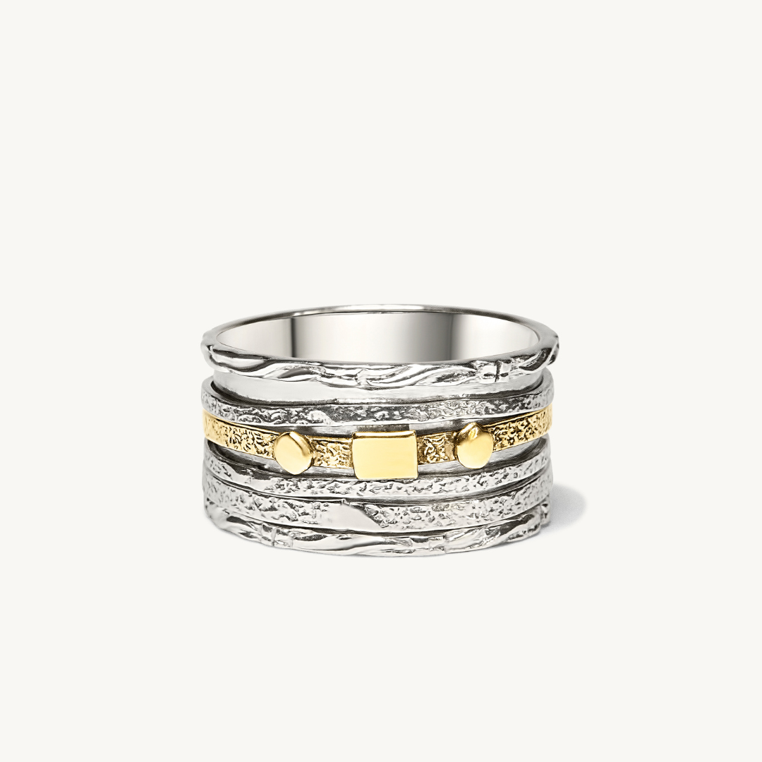 Minimalist Brass-Centre Spinner Ring-Rings-NEVANNA