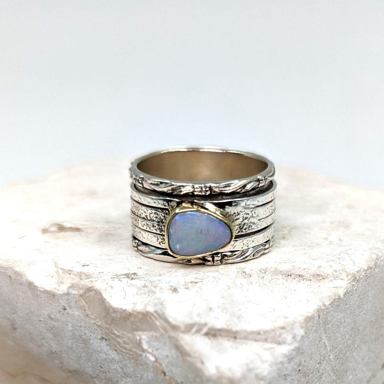Opal Multi-Band Spinner Ring-Rings-NEVANNA