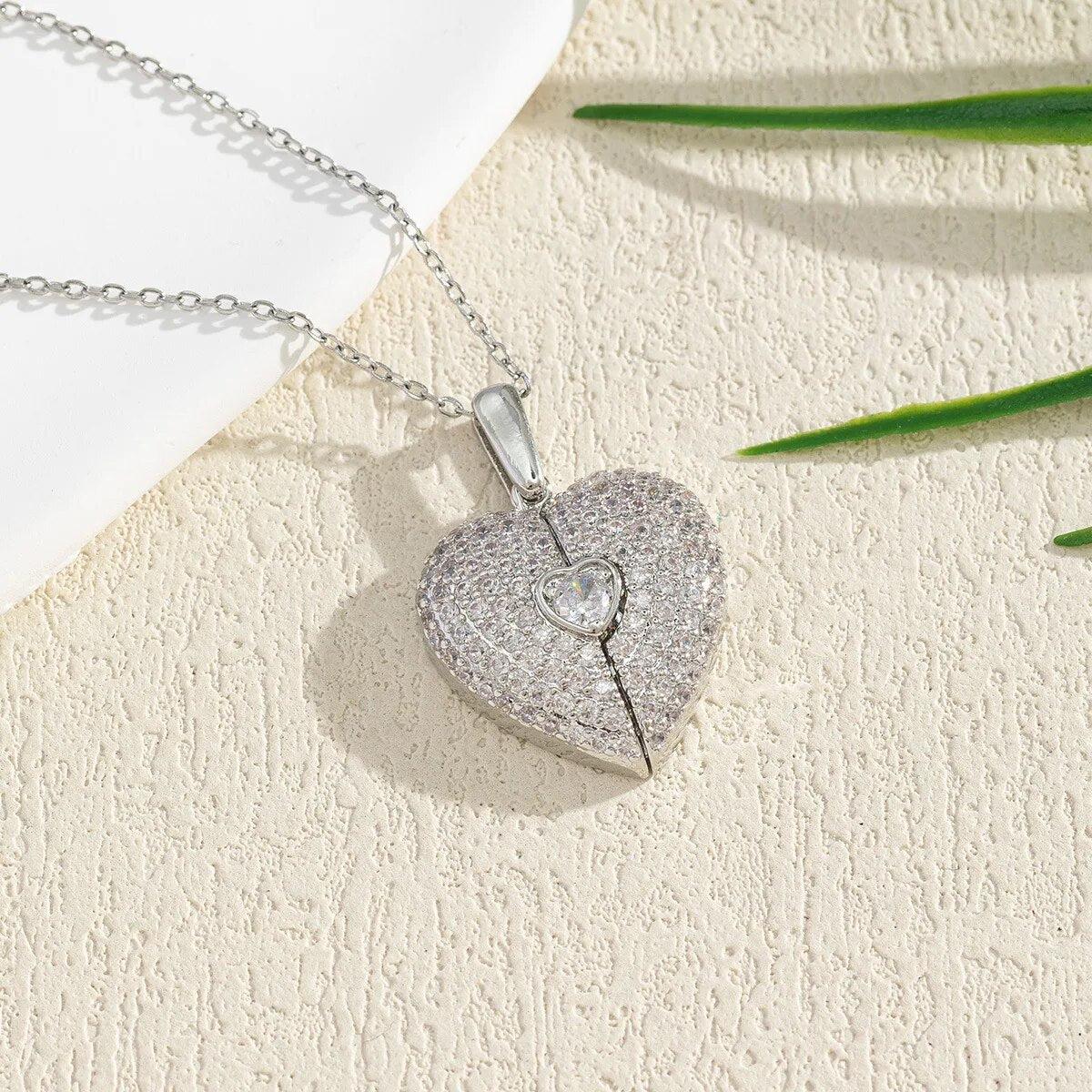Openable Heart Crystal Personalized Necklace-Necklaces-NEVANNA