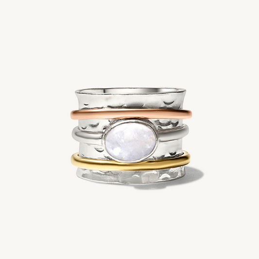 Rainbow Moonstone Spinner Ring-Rings-NEVANNA