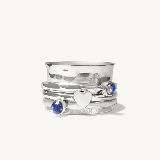 Sapphire Moonstone Anxiety Ring-Rings-NEVANNA