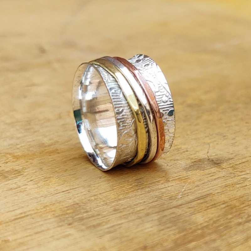 Silver and Brass Anxiety Ring-NEVANNA