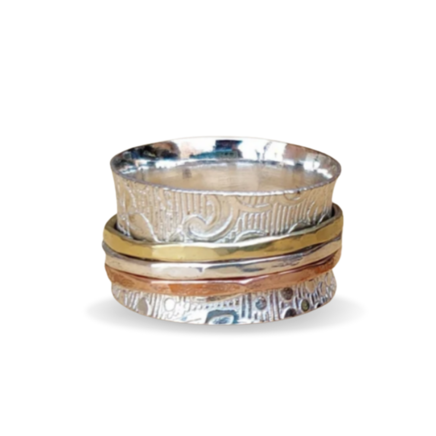 Silver and Brass Anxiety Ring-Rings-NEVANNA