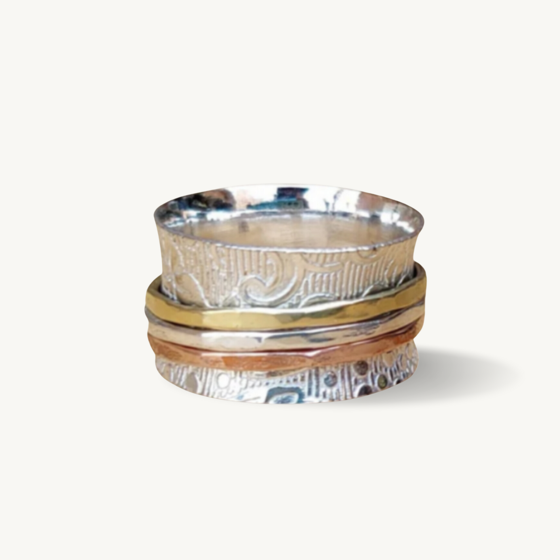 Silver and Brass Spinning Ring-Rings-NEVANNA