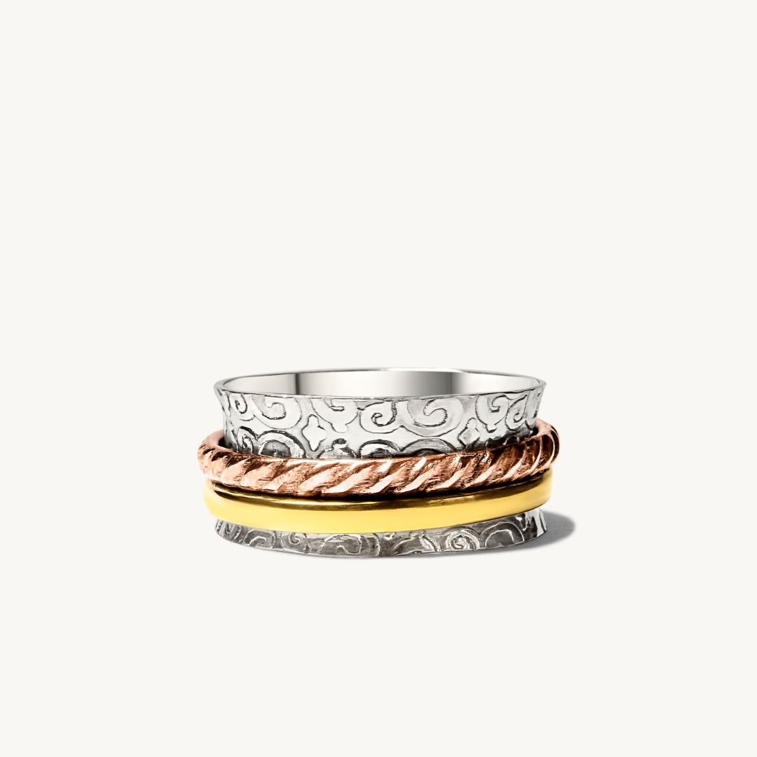 Three-Tone Hippie Spinner Ring-Rings-NEVANNA