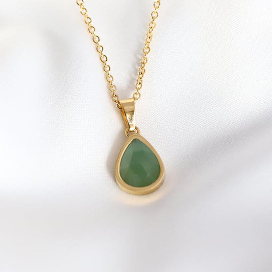 18K Gold-Plated Aventurine Necklace-Necklaces-NEVANNA