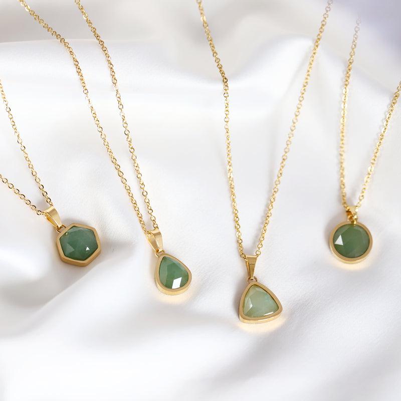 18K Gold-Plated Aventurine Necklace-Necklaces-NEVANNA