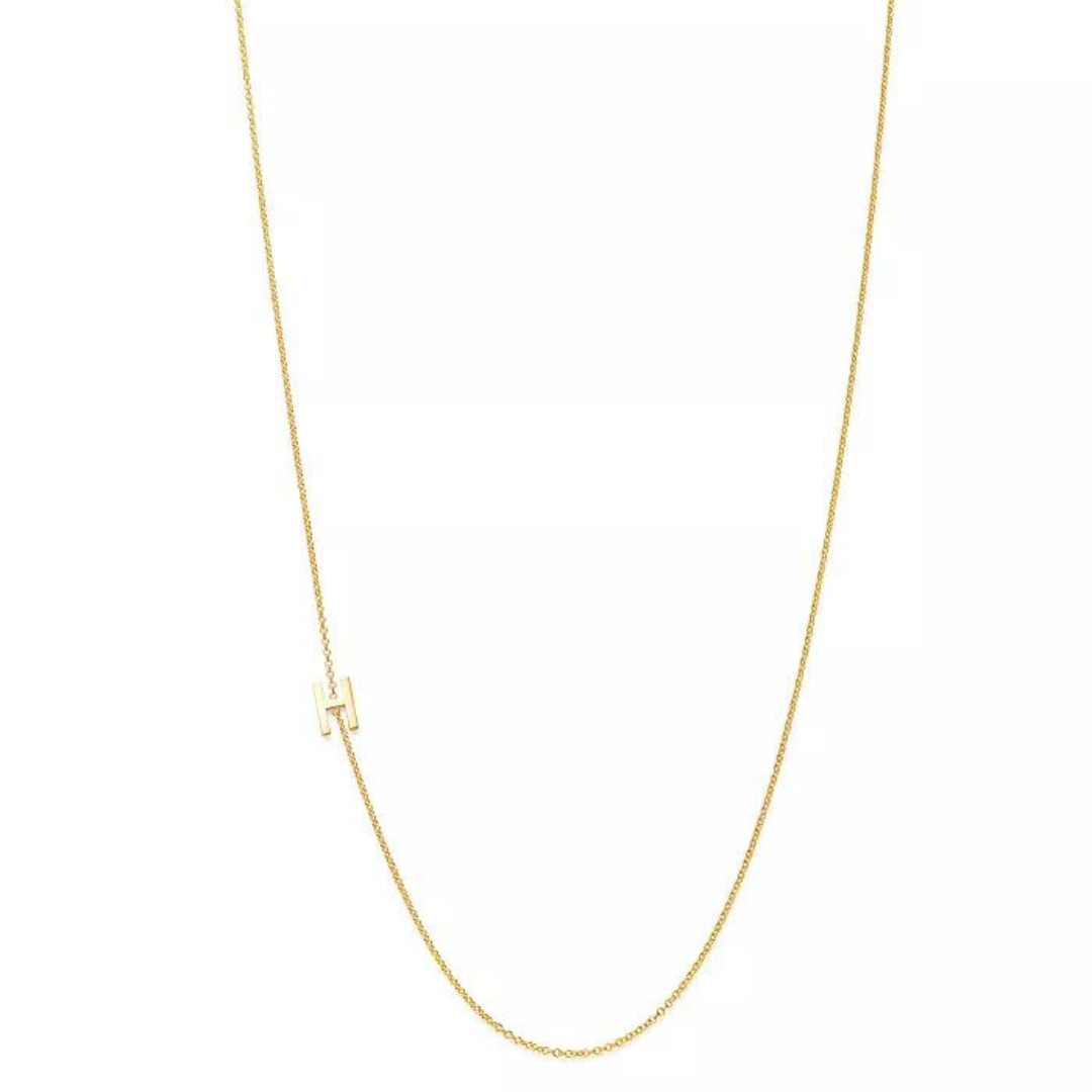 18k Gold Plated Sideway Initial Necklace-Necklace-NEVANNA