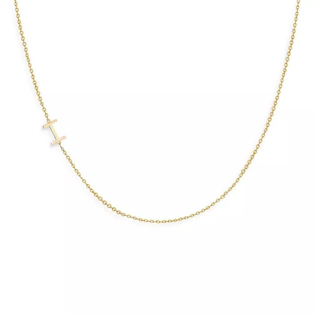 18k Gold Plated Sideway Initial Necklace-Necklace-NEVANNA